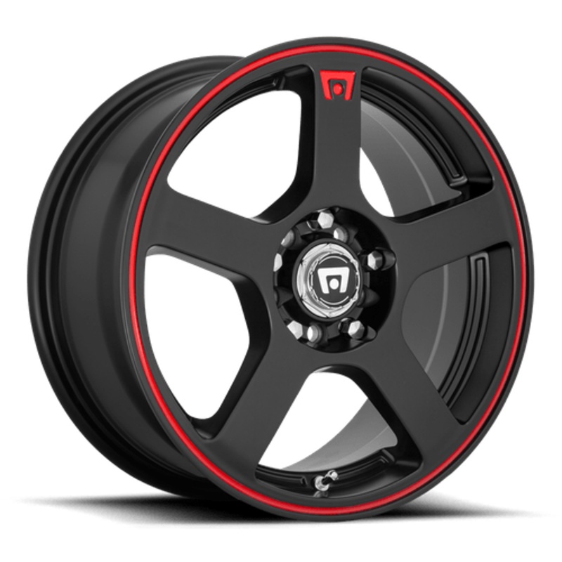 Motegi Cast MR116 FS5 17″ 5×105/5×114.3 Matte Black W/ Red Stripe (NLA)