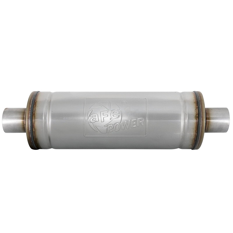 aFe MACH Force-Xp 409 SS Muffler 2.5in Center/Center 18in L x 6in Dia – Round Body