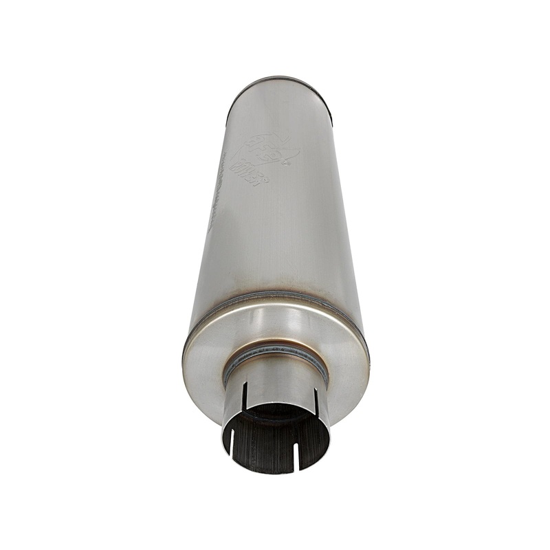 aFe MACH Force-Xp 409 SS Muffler 3-1/2in ID Center/Center x 7in Dia x 24in L – Round Body